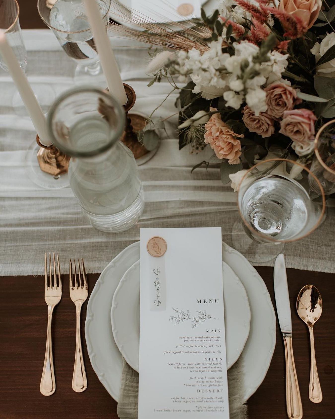 Barn and table catering setting the table