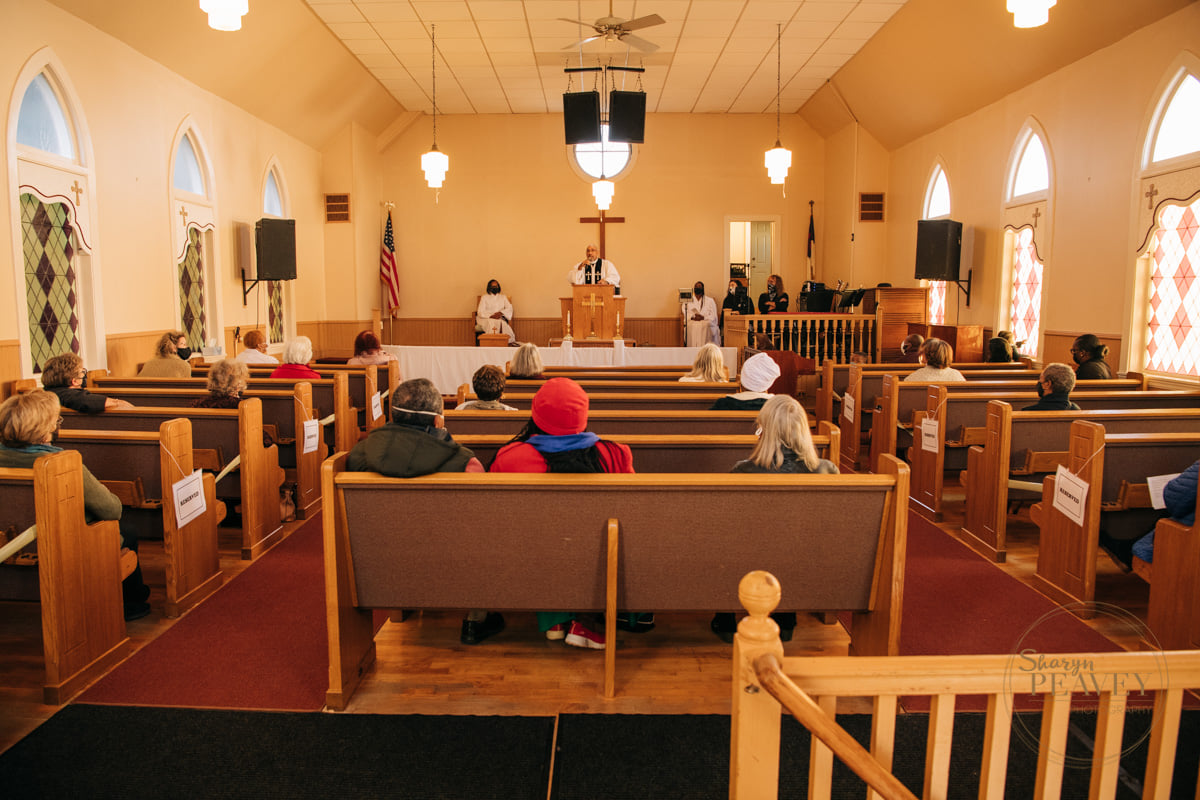 members inside Green Memorial African Methodist Episcopal Zion Church
