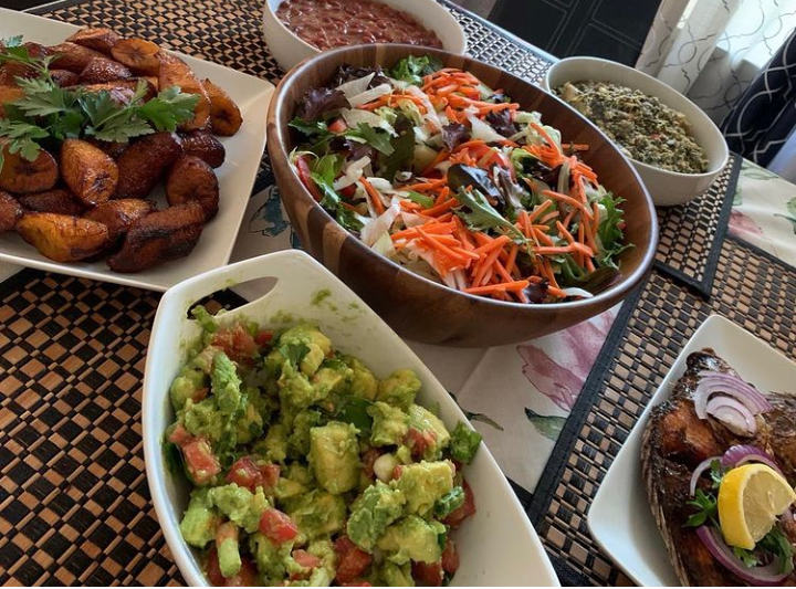 Salad, plantain and beans from river Nile restaurant