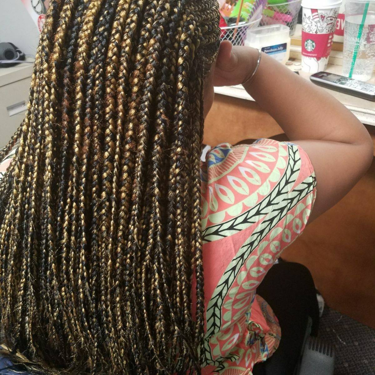 Hair briading done in Mariama's Beauty Supply Store