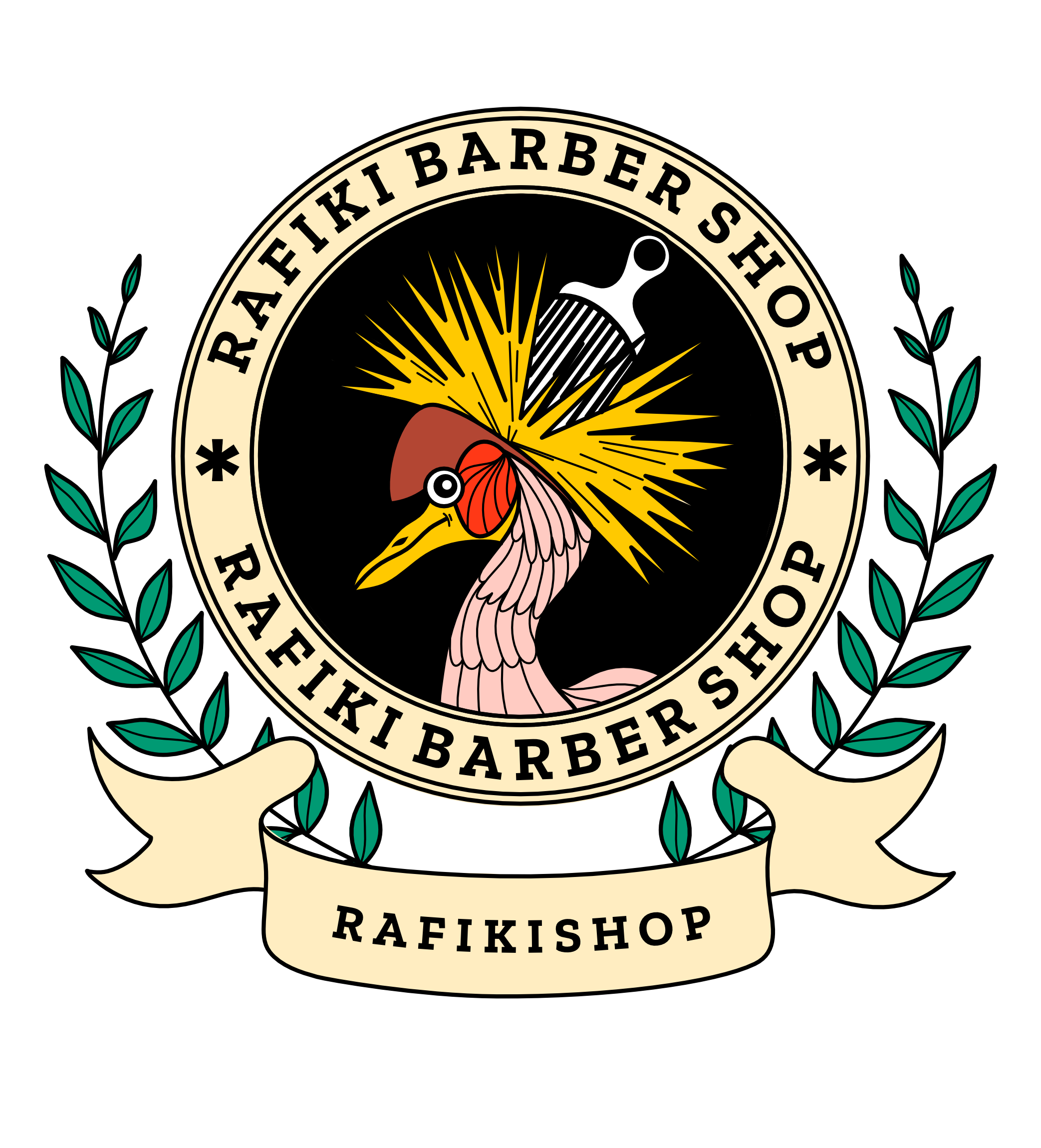 Rafiki barbershop business logo