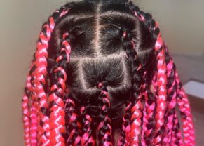 Pink braid Hair done by Menina bellezas