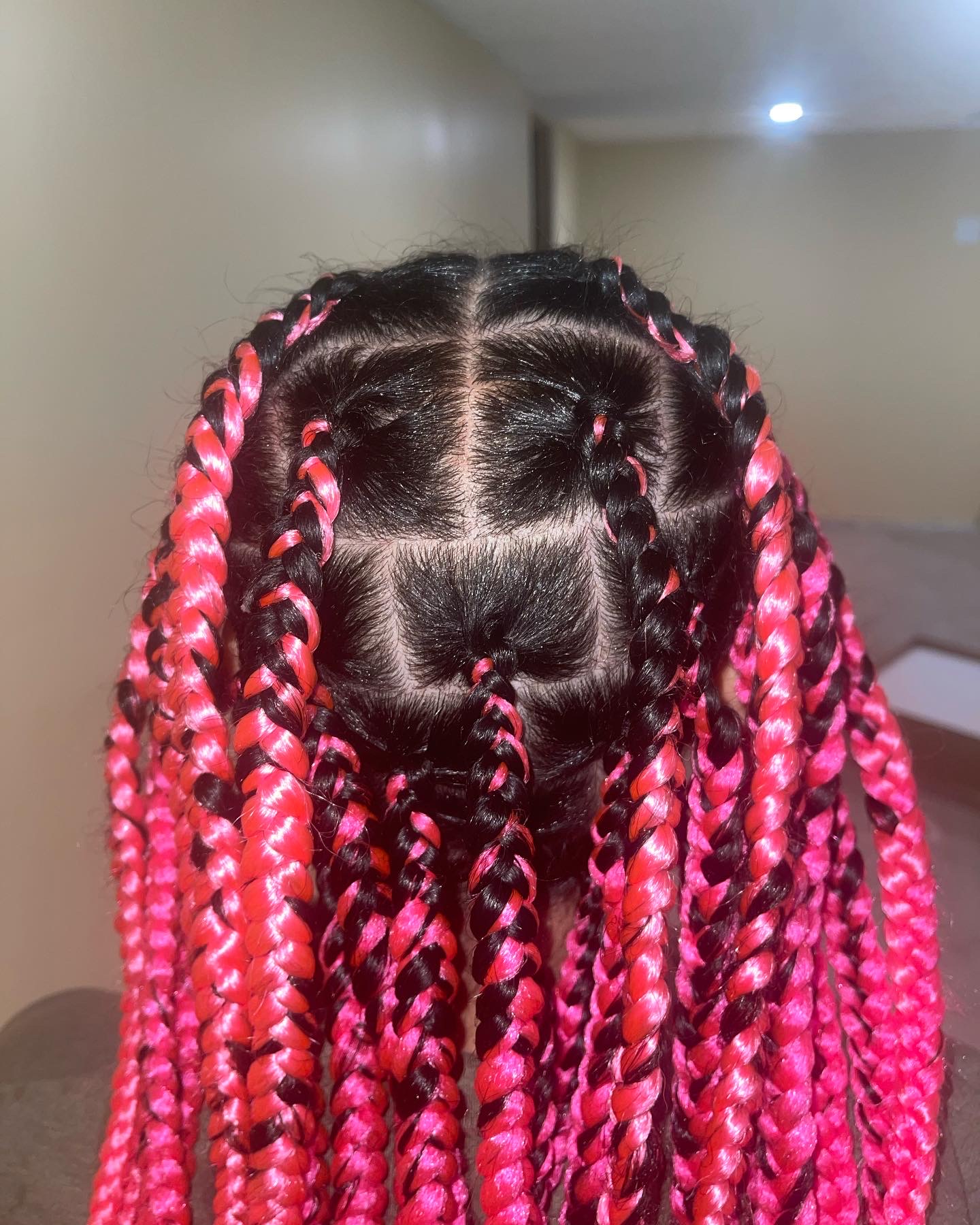 Pink braid Hair done by Menina bellezas
